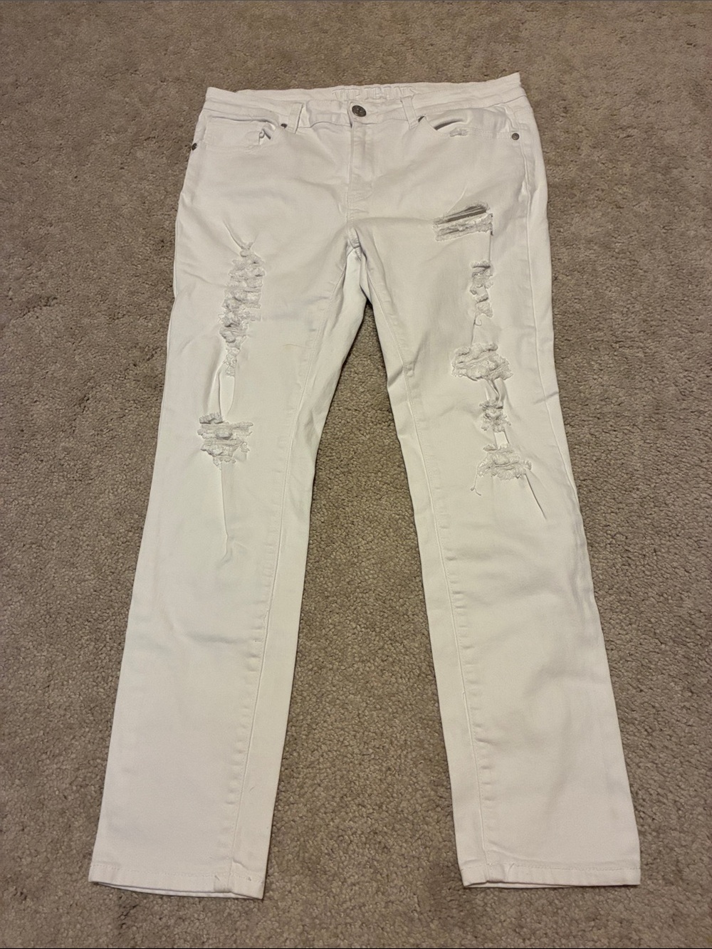 V.I.P. White Distressed Skinny Jeans